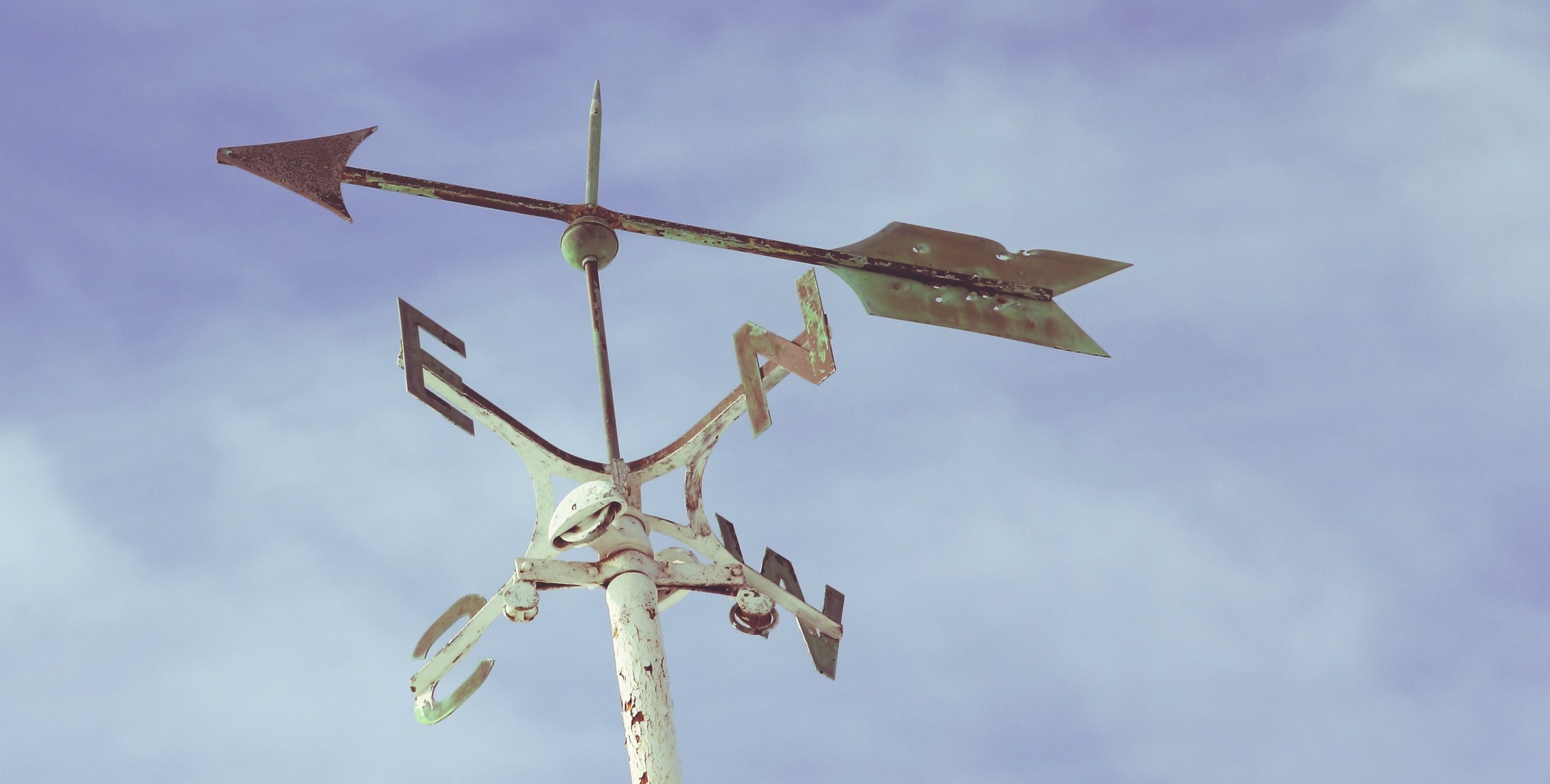 Ao old weather vane showing a change in direction